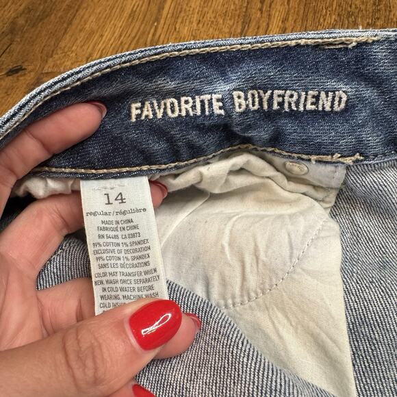 American Eagle Favorite Boyfriend Jeans Womens Sz 14 Y2K Low Rise Boot Cut - Picture 7 of 7